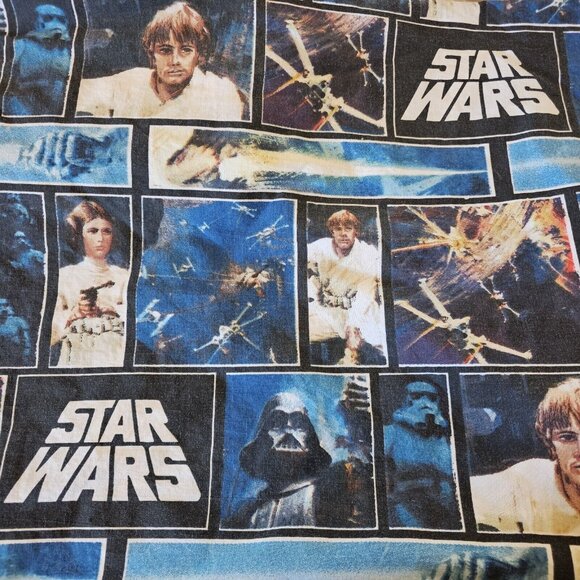 Original Star Wars Collage Twin Flat Sheet Fabric 62 X 93 2.58 Yards‎ Blue 2012 - Picture 1 of 13